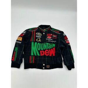 JR Nation NASCAR Racing Jacket Boys Mountain Dew Dale Earnhardt Jr Black M 7-8